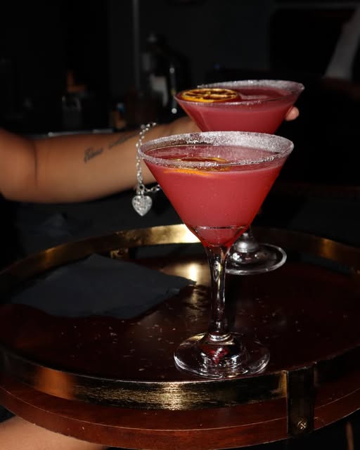 Two cosmopolitans carried on a brass tray